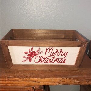 WOOD BIN WITH “MERRY CHRISTMAS”